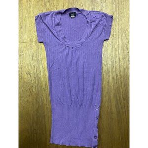 Rue 21 Purple Rayon Nylon Sweater Dress Button Medium